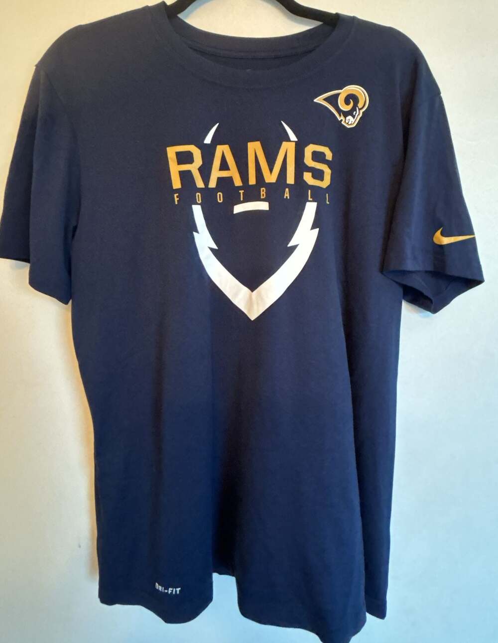 Nike Los Angeles Rams NFL Football Dri-Fit Graphic T-Shirt Navy Blue Men's Large